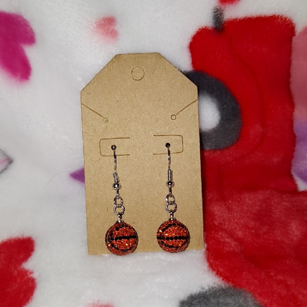 Elegant Black and Orange Beaded Earrings
